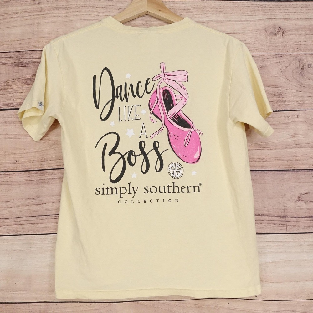 Simply Southern T-Shirt Youth Medium Yellow Dance Like A Boss Ballet Tee Girls